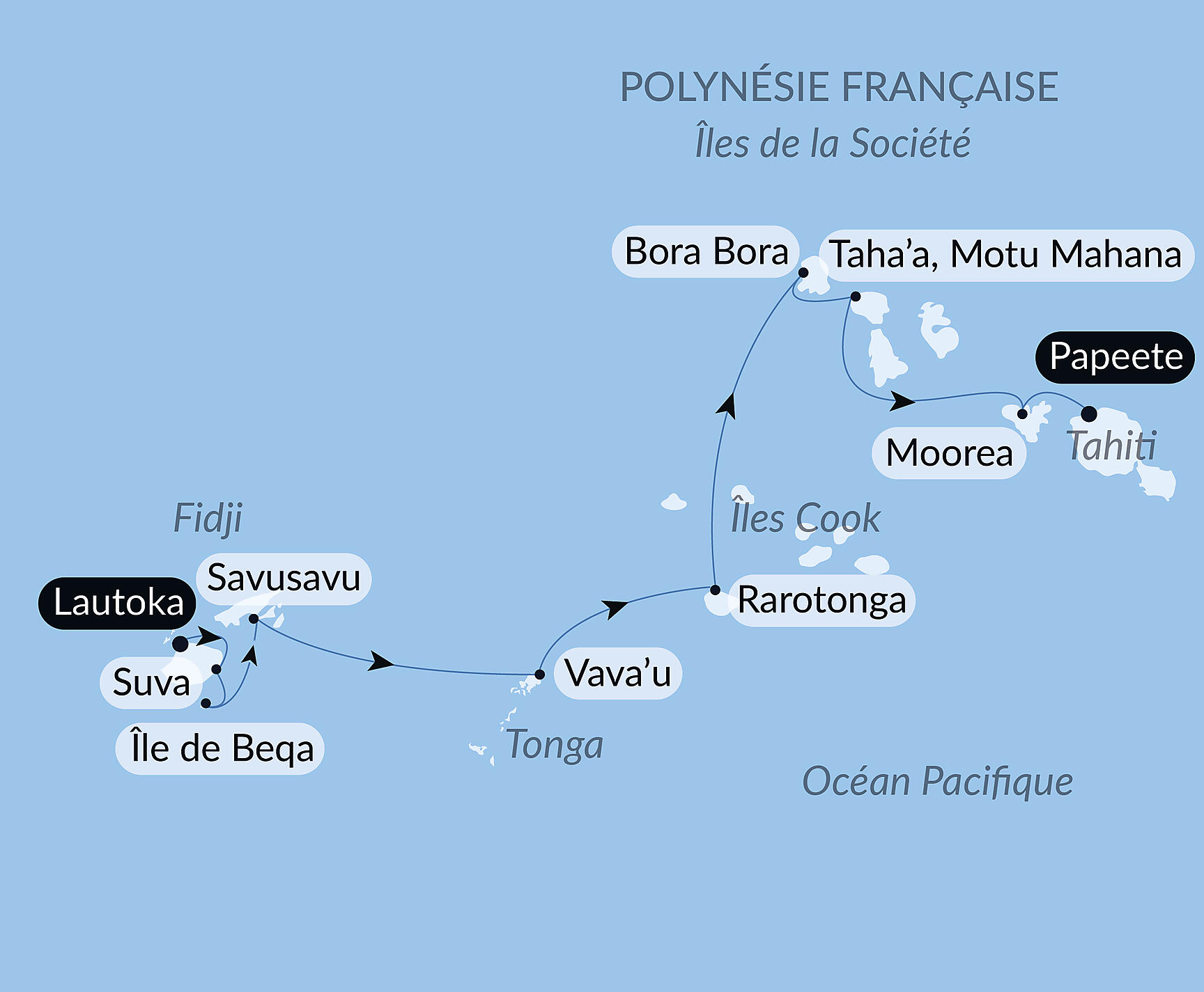 Carte itinéraire — Archipels et cultures ancestrales du Pacifique Sud