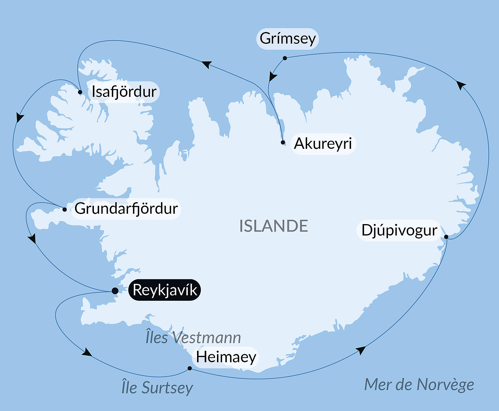 Carte itinéraire — Nature et traditions islandaises