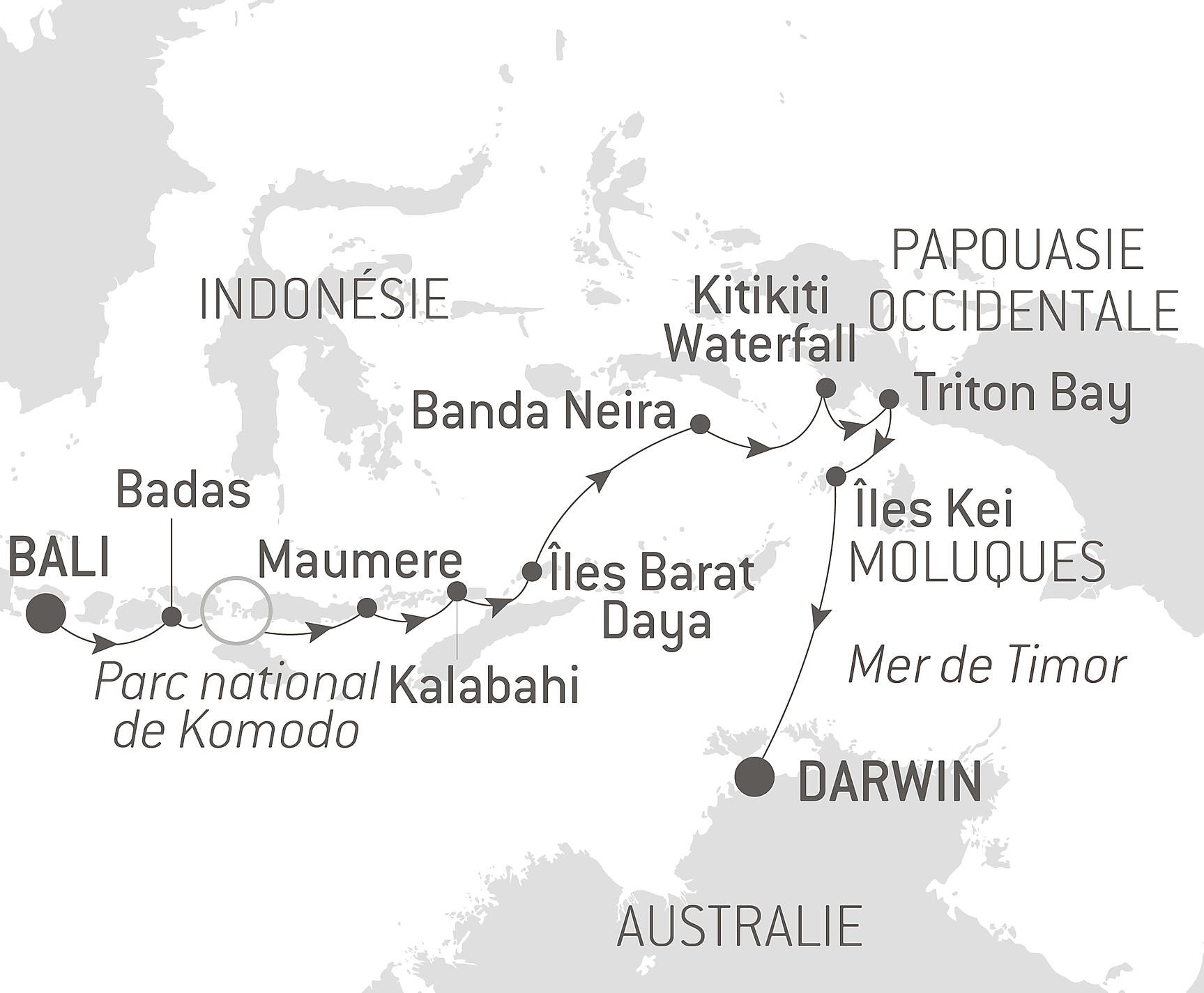 Carte itinéraire — Odyssée tropicale indonésienne