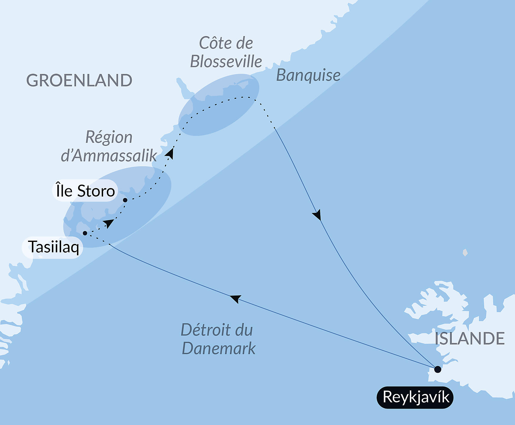 Carte itinéraire — Printemps inuit d'Ammassalik