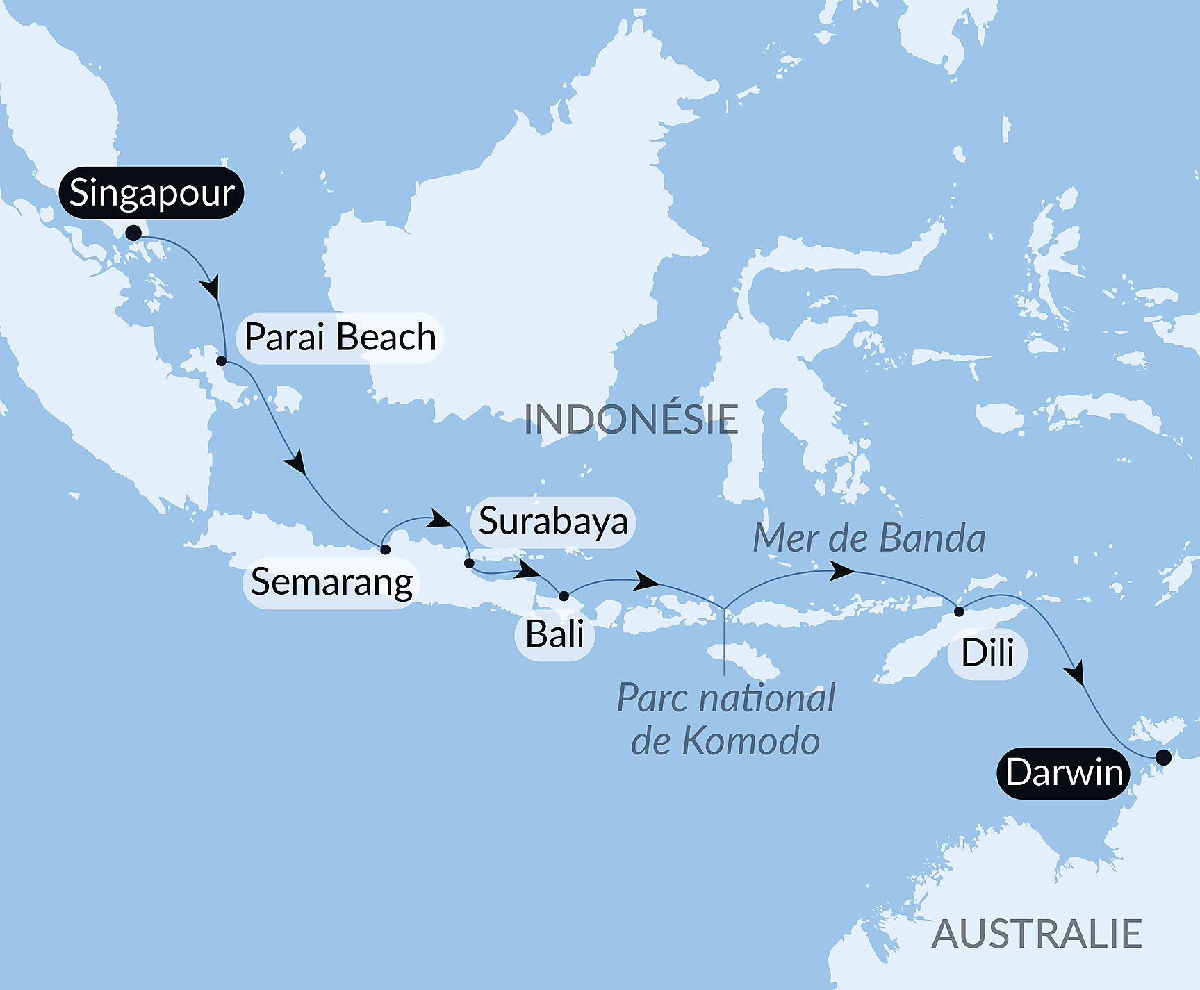 Carte itinéraire — Temples sacrés et sanctuaires naturels d'Indonésie