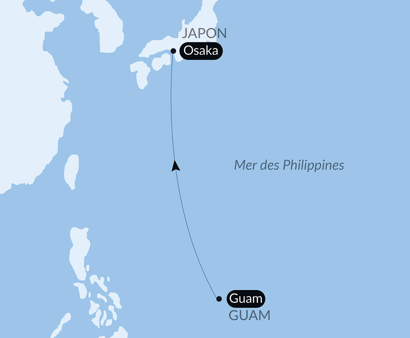 Carte itinéraire — Voyage en Mer : Guam - Osaka