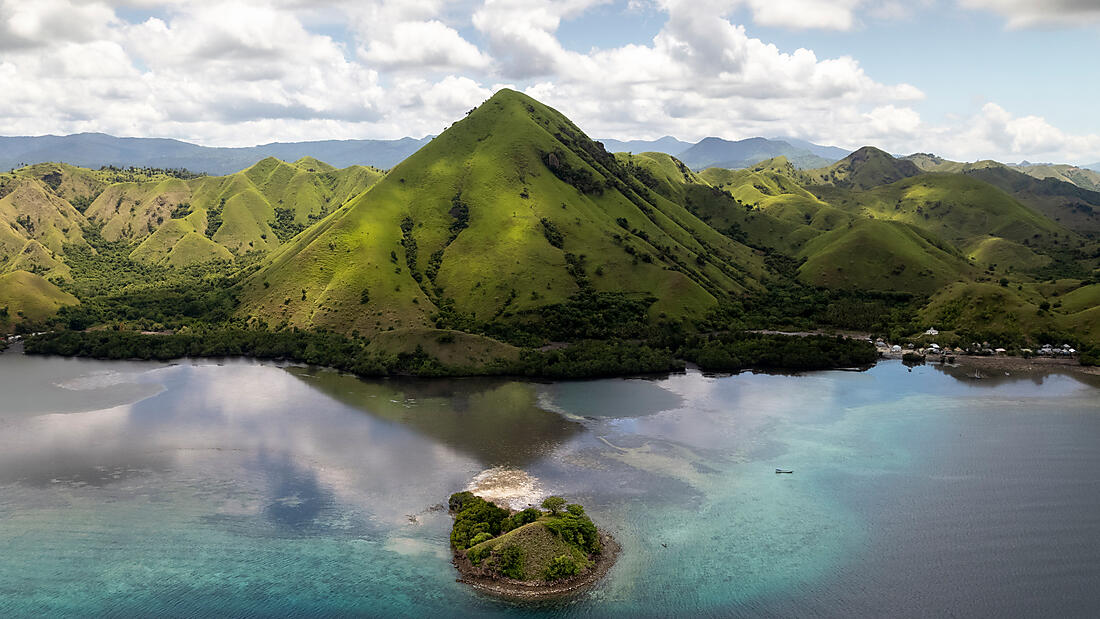 Île tropicale des Petites Îles de la Sonde — sable blanc et cocotiers